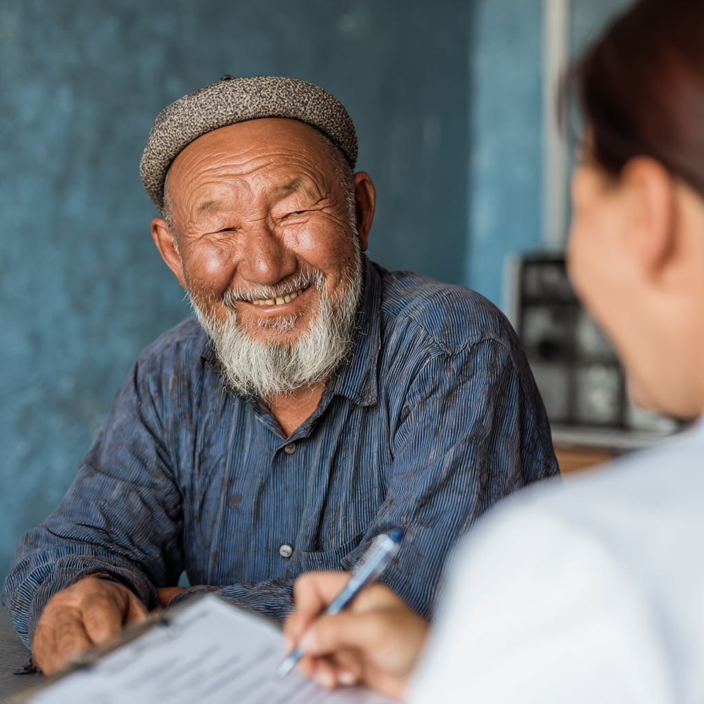 Европейский мужчина в возрасте за 50 лет улыбается, держа стакан зеленого смузи, демонстрируя здоровый образ жизни